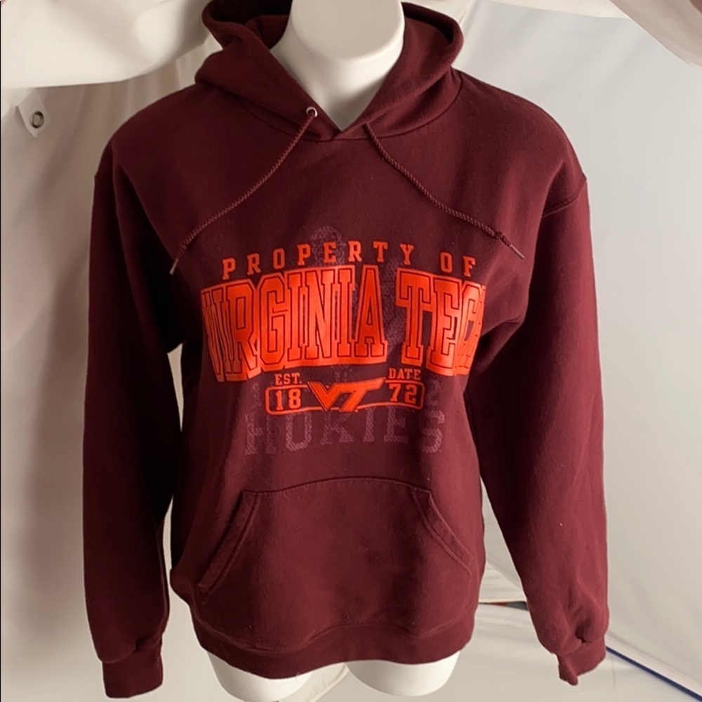 Champion Virginia Tech Hokies burgundy hoodie orange lettering M